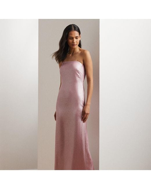 Ralph Lauren Brown Ralph Lauren Foiled Charmeuse Strapless Gown