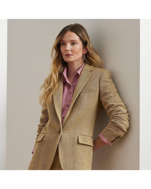 Ralph Lauren Natural Cotton-Blend Herringbone Blazer