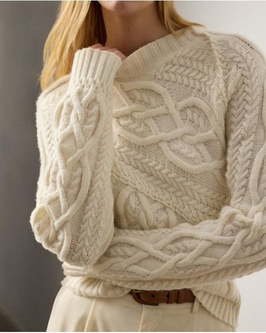 Ralph Lauren Natural Cable-Knit Cashmere Crewneck Jumper