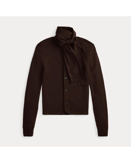 Polo Ralph Lauren Black Tie-Scarf Wool Cardigan