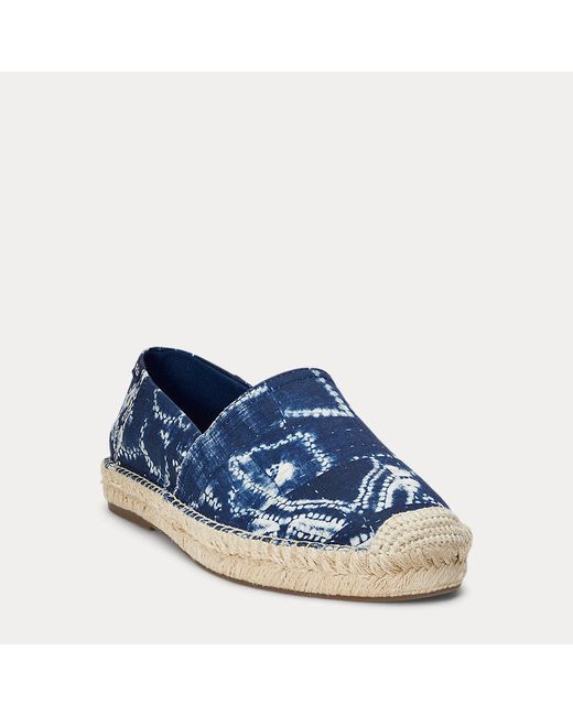Polo Ralph Lauren Blue Cevio Scenic-Print Canvas Espadrille for men