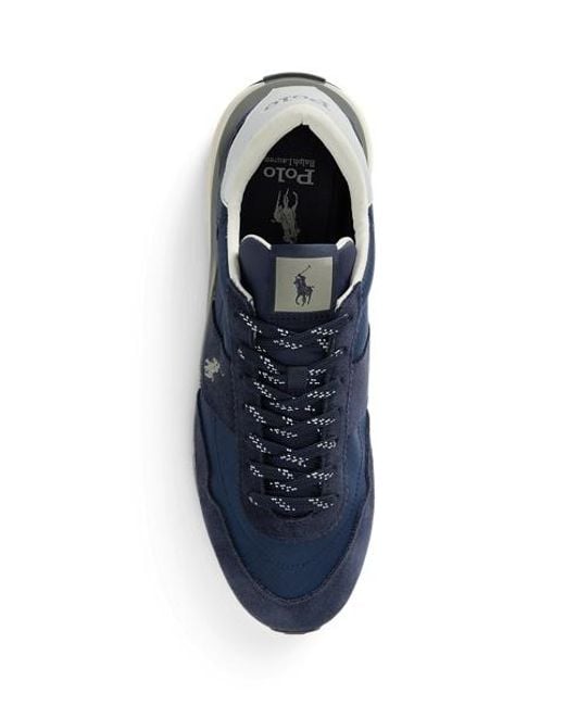 Ralph Lauren Blue Train 89 Suede And Oxford Trainer for men