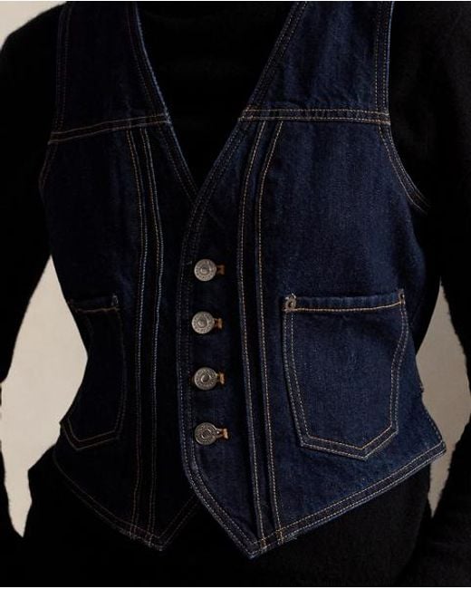 Polo Ralph Lauren Blue Buttoned Denim Waistcoat
