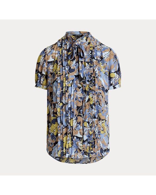 Camisa De Georgette Con Flores Ralph Lauren de color Black