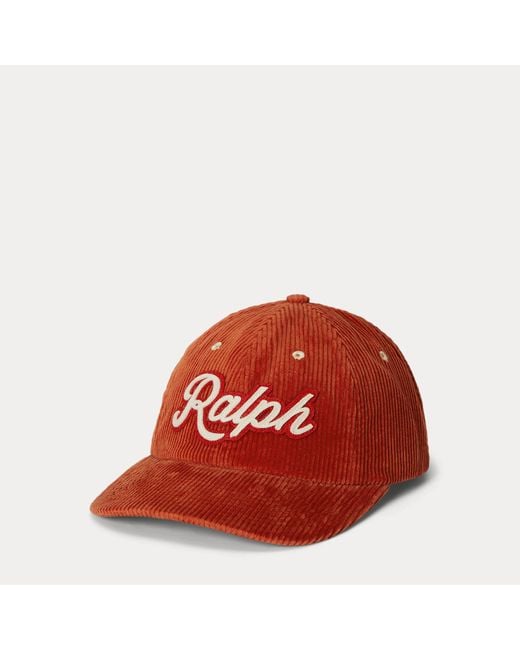 Cappellino in velluto a coste con logo Ralph Lauren di Polo Ralph Lauren in Red da Uomo