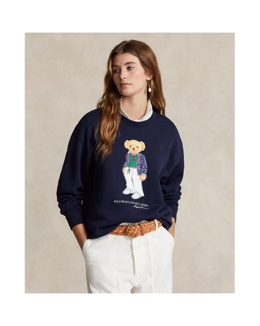Polo Ralph Lauren Blue Fleece-Sweatshirt mit Polo Bear