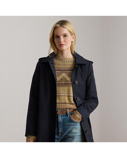 Ralph Lauren Black Hooded Cotton-blend Balmacaan Coat
