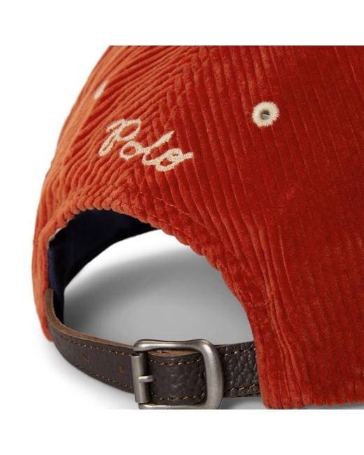 Cappellino in velluto a coste con logo Ralph Lauren di Polo Ralph Lauren in Red da Uomo