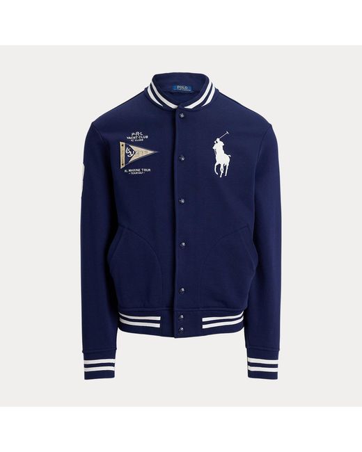 Polo Ralph Lauren Blue Big Pony Fleece Baseball Jacket for men