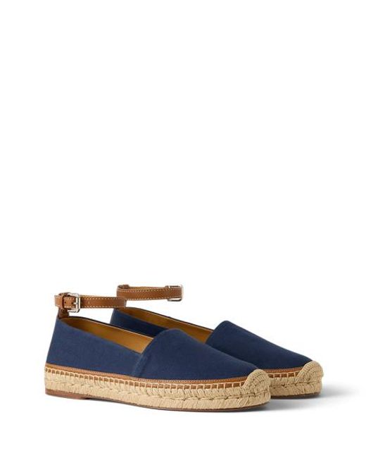 Ralph Lauren Blue Hadan Calfskin-Trim Canvas Espadrille