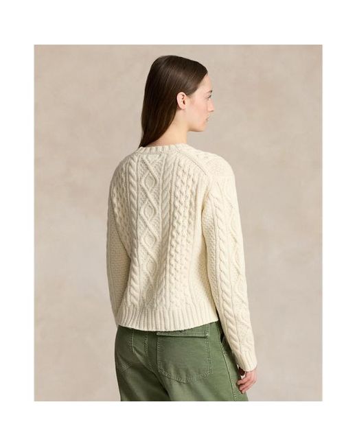 Polo Ralph Lauren Natural Aran-knit Wool-blend Crewneck Sweater