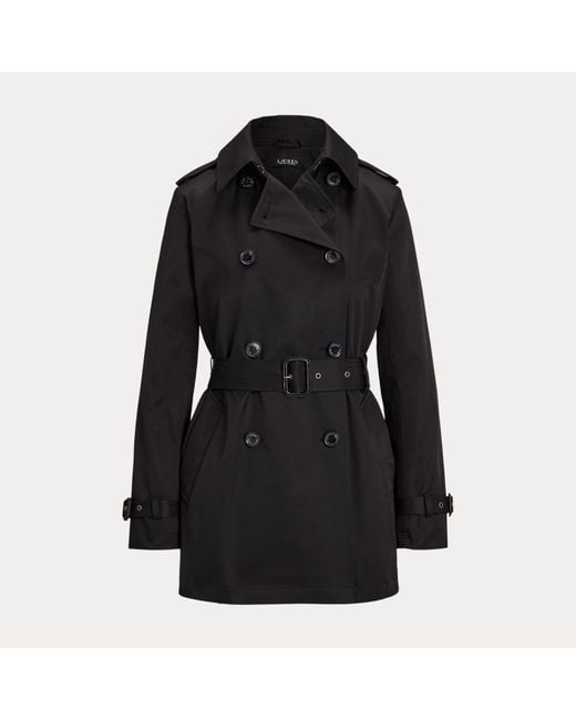 Ralph Lauren Black Zweireihiger Trenchcoat Mit Baumwolle