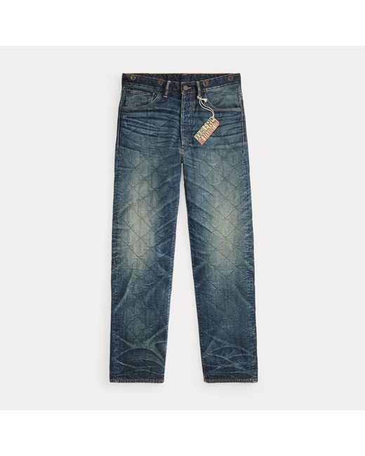 RRL Gray Straight Fit Ridgewood Quilted Jean for men