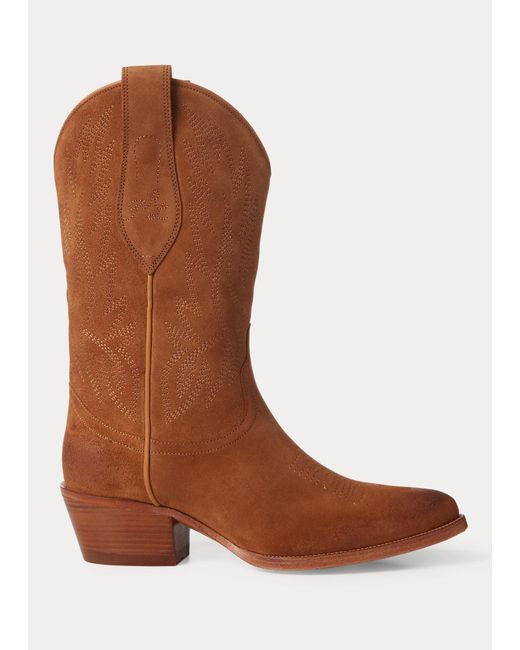 Polo Ralph Lauren Brown Wildleder-Cowboystiefel Dayna