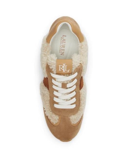 Ralph Lauren Natural Dani Low-Profile Suede-Shearling Trainer