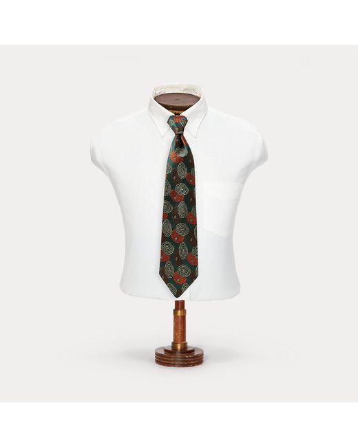 RRL White Handmade Silk Jacquard Tie for men