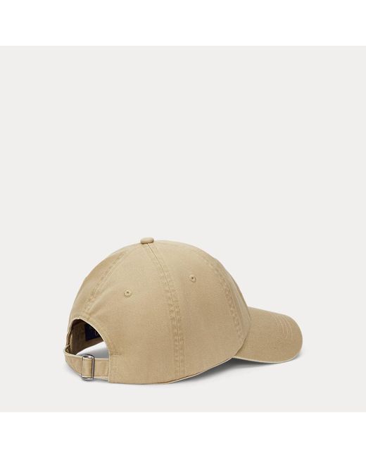 Cappellino da baseball in twill ricamato di Polo Ralph Lauren in Natural da Uomo