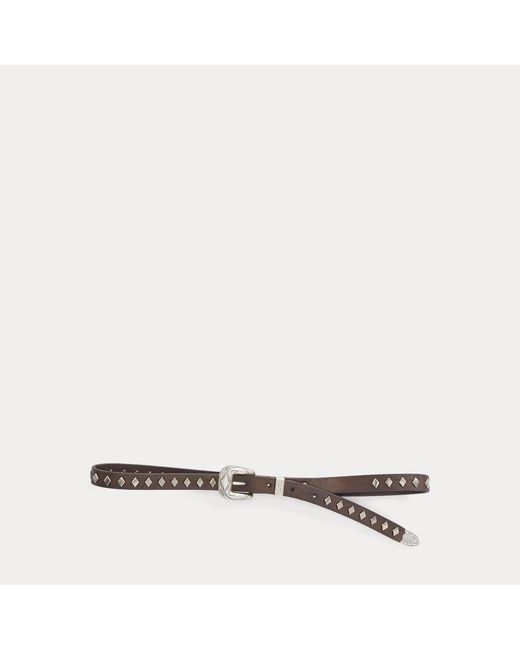 RRL Natural Studded Leather Slim Belt