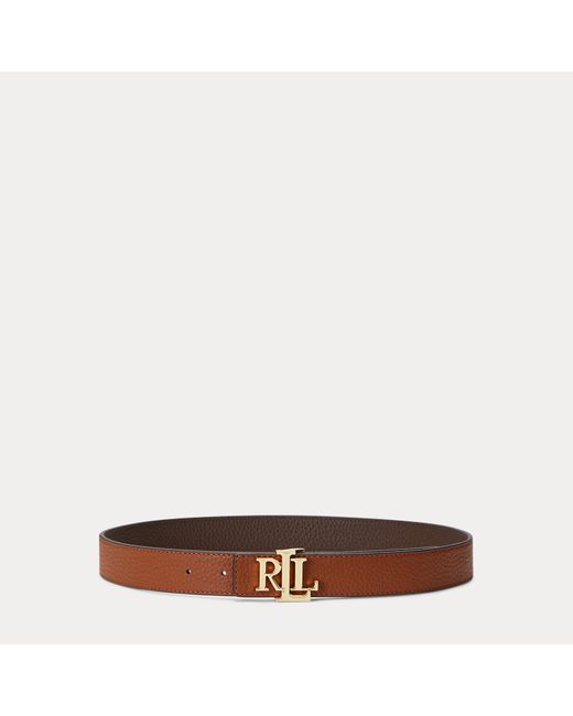 Ralph Lauren Multicolor Logo Reversible Pebbled Leather Belt