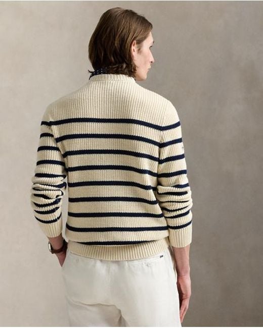 Polo Ralph Lauren Gestreifter Baumwoll-Leinen-Pullover in Gray für Herren