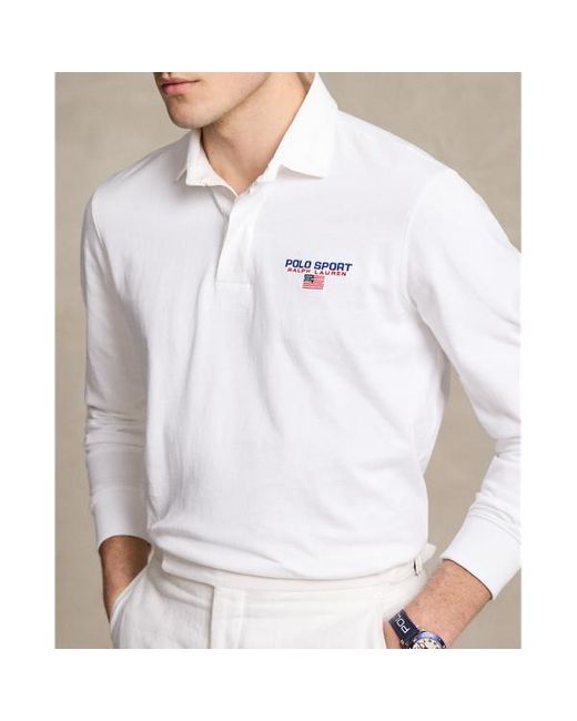 Polo Ralph Lauren White Classic Fit Polo Sport Rugby Shirt for men