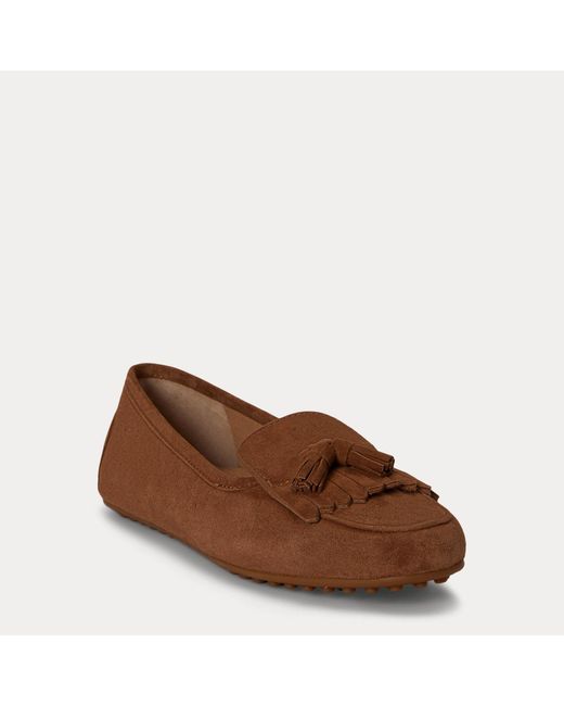Ralph Lauren Brown Tayte Suede Kiltie Driver