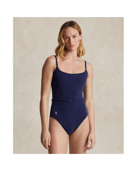 Polo Ralph Lauren Blue Belted One-piece Swimsuit
