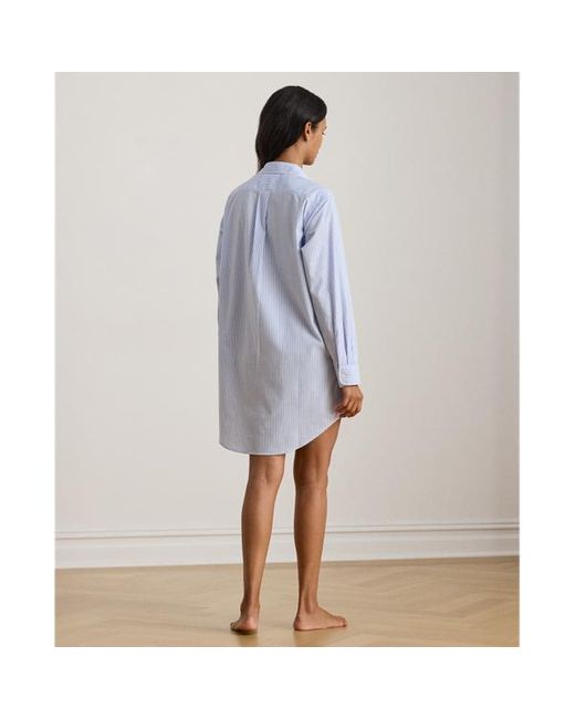 Camicia da notte in popeline di cotone di Ralph Lauren in Blue