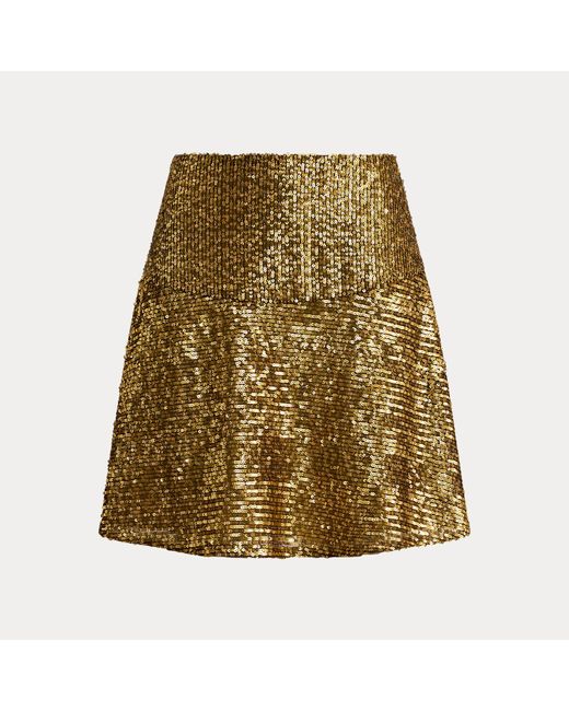 Ralph Lauren Mesh A-Lijn Minirok Met Pailletten in het Brown