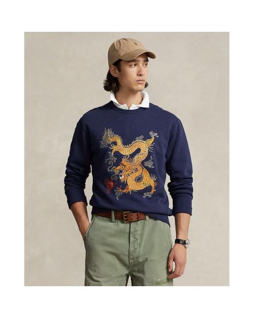 Polo Ralph Lauren Blue Lunar New Year Dragon Fleece Sweatshirt for men
