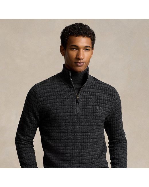 Ralph Lauren Plaid Wool Quarter zip Sweater in Black for Men Lyst UK