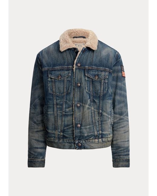 Ralph Lauren Blue Fleece-lined Trucker Jacket for men