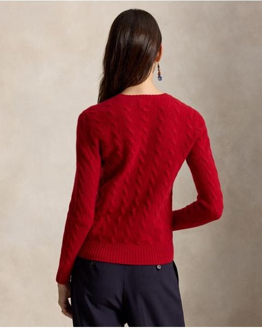 Polo Ralph Lauren Red Cable Wool-Cashmere Crewneck Sweater
