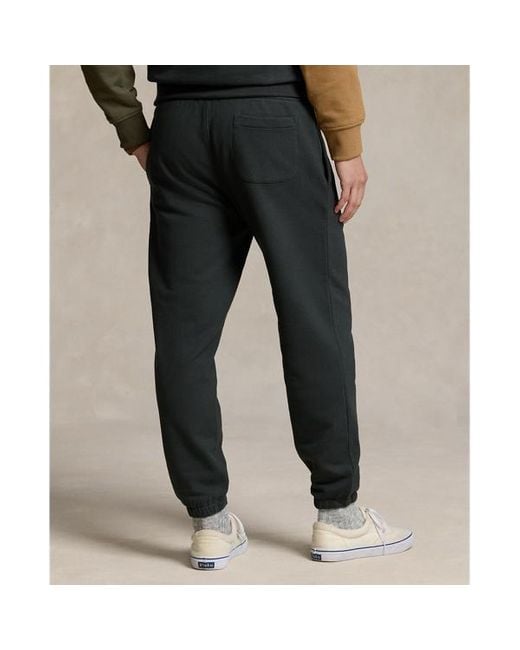 Polo Ralph Lauren Black Relaxed Fit Logo Fleece Tracksuit Bottom for men