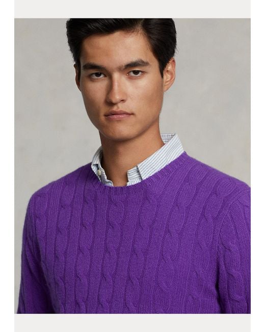 Polo Ralph Lauren The Iconic Cable-knit Cashmere Jumper in Purple for Men |  Lyst UK