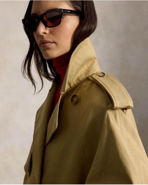 Polo Ralph Lauren Green Balloon Cotton Twill Trench Coat