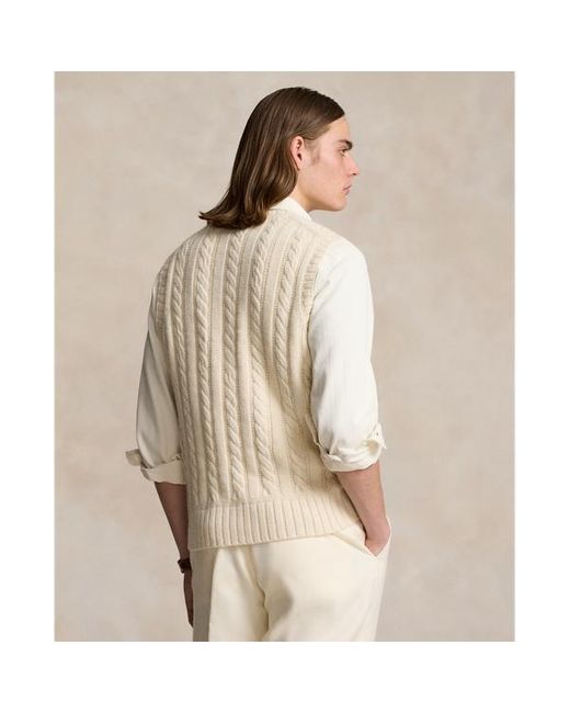 Polo Ralph Lauren Ierse Aran-gebreid Katoen-kasjmier Vest in het Natural voor heren