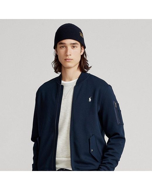 Ralph Lauren Doubleknit Bomber Jacket in Blue for Men Lyst
