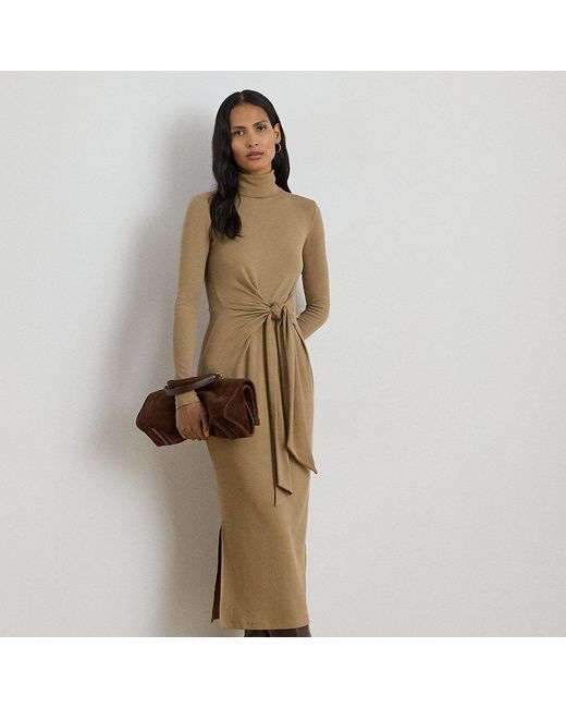 Ralph Lauren Jurk Met Turtleneck En Strik Voor in het Natural