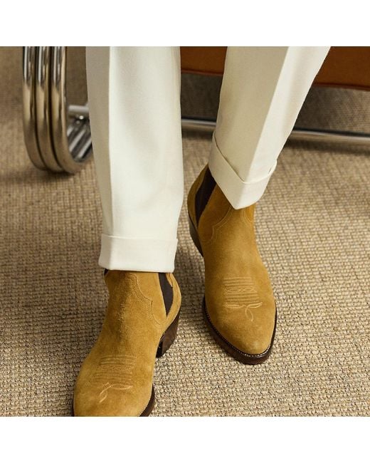 Ralph Lauren Natural Calf-Suede Chelsea Western Boot for men