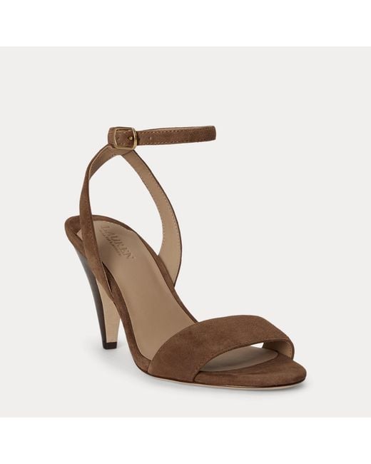 Ralph Lauren Brown Gracy Sheep-Suede Sandal