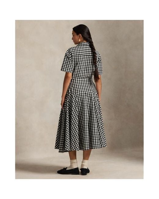Chemisier a maniche corte con pannelli di Polo Ralph Lauren in Black