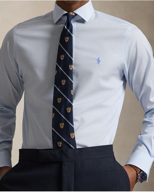 Polo Ralph Lauren Blue Custom Fit Striped Poplin Shirt for men