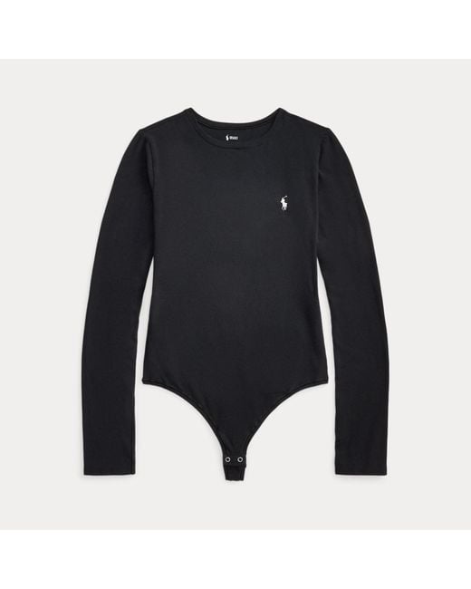 Polo Ralph Lauren Black Stretch-Cotton Crewneck Bodysuit