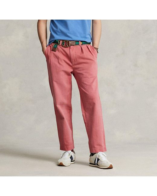 Ralph Lauren Cotton Whitman Relaxed Fit Pleated Chino Pant in Red for Men | Lyst