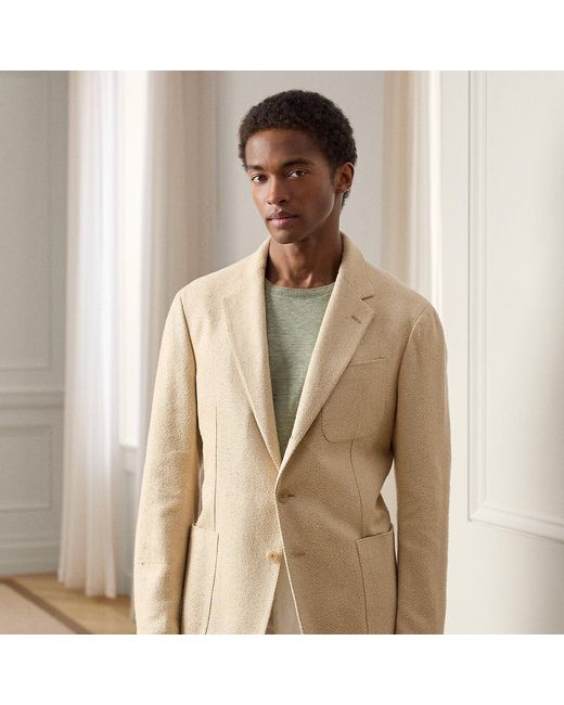 Ralph Lauren Natural Hadley Hand-Tailored Herringbone Jacket for men