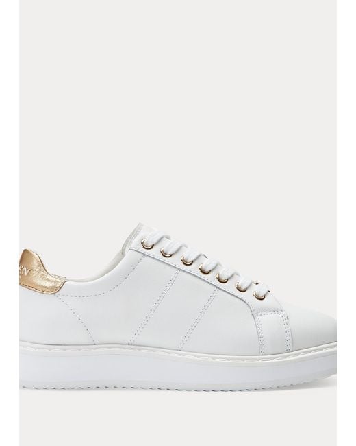 Ralph Lauren White Angeline Leather Trainer