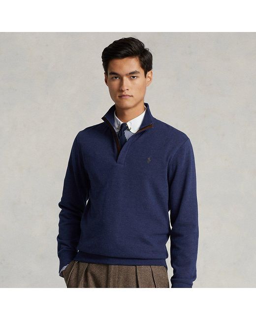 Ralph Lauren Luxury Jersey Quarter-zip Pullover in Blue for Men | Lyst