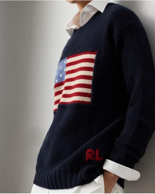 Ralph Lauren Blue Flag Cashmere Crewneck Jumper