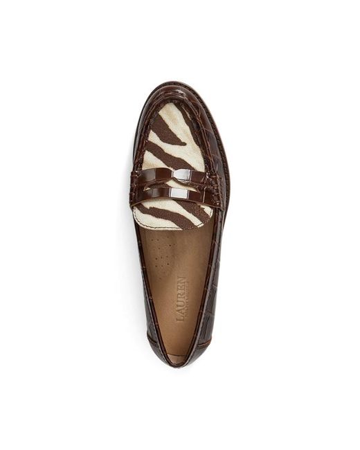 Mocassini Wynnie in pelle goffrata di Ralph Lauren in Brown